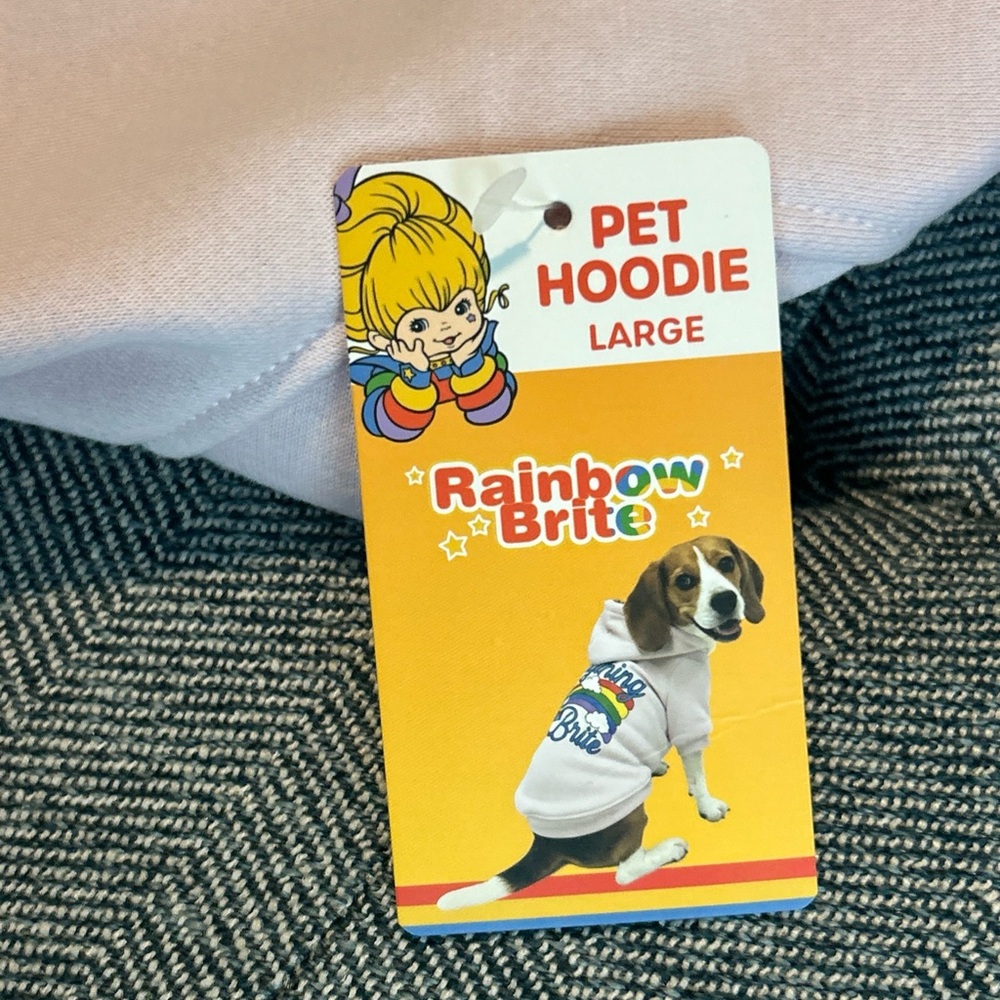 Rainbow Brite Pink Dog Hooded Sweatshirt Pet Hoodie Size Large- NWT - Picture 5 of 13